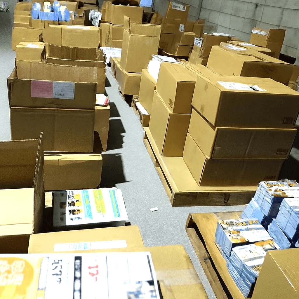 大阪のポスティング料金と配布効果|14年700社の実績 ポスティングチラシが詰まれた倉庫内写真